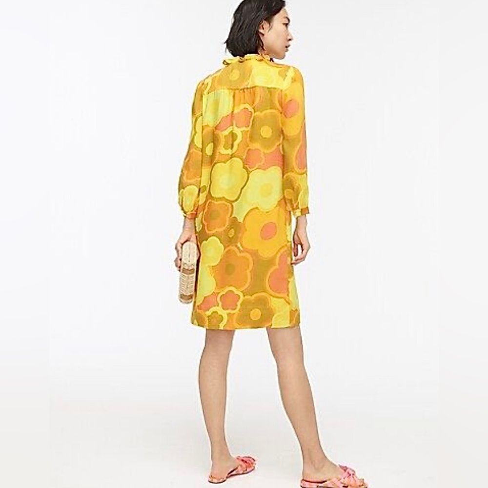 J.Crew Collection Dress Ratti Ruffle Neck Mod Shift Dress Size 00 - Picture 4 of 13